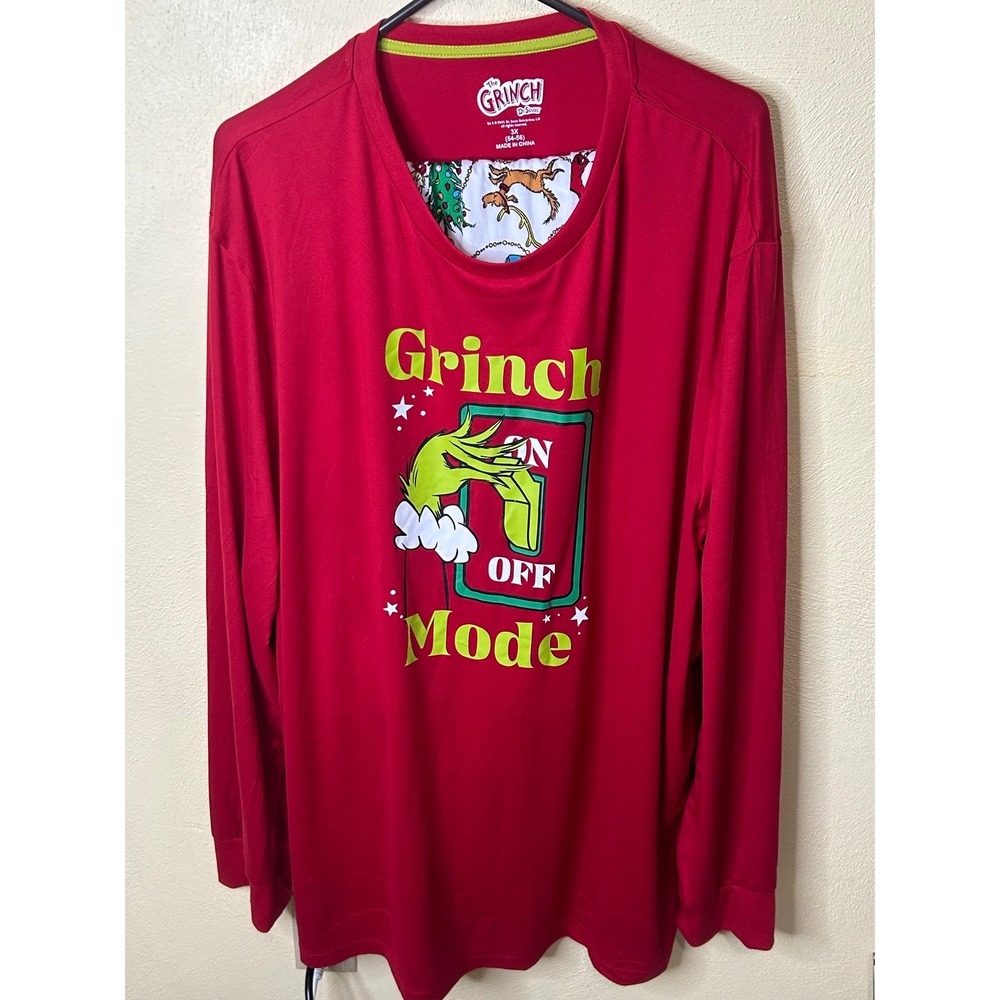 Dr. Seuss The Grinch Pajama Set‎ Mens 3X Red Long Sleeve Shirt Joggers LZ45101SB